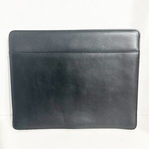 Levenger Black Leather Portfolio Sleeve Document Case Fabric Lined Expand Sides